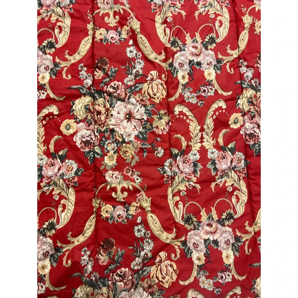 VTG RALPH LAUREN Danielle Marseilles Red Floral Full Queen Cotton Made in USA